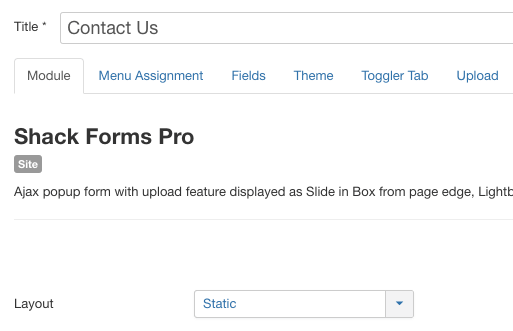 Joomla static Contact Form Module
