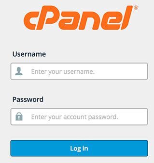 Cpanel login screen
