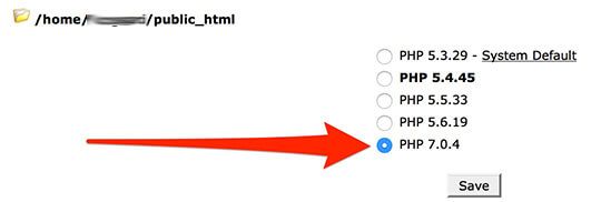 Changing the PHP version inside cPanel