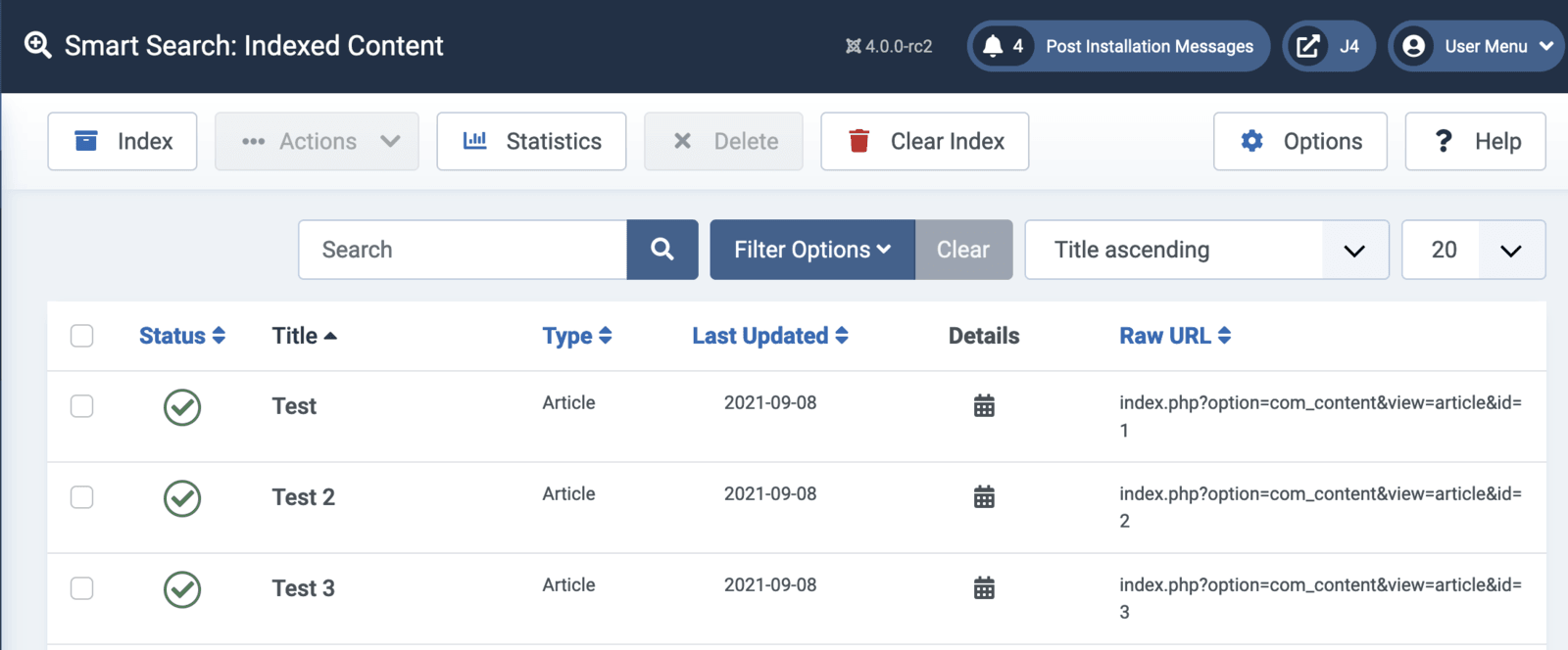 indexed content