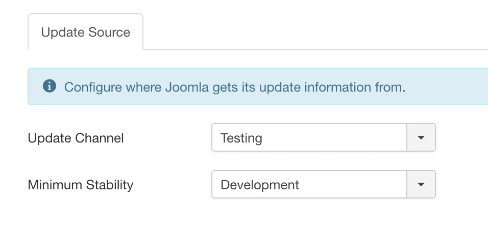 joomla update options