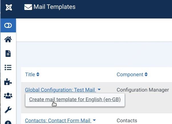 click create mail to edit the mail template