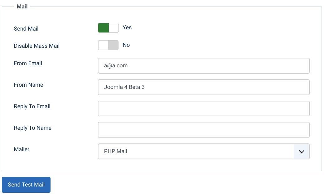 global configuration for mail