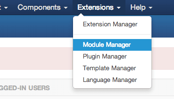 The Extensions Dropdown in Joomla