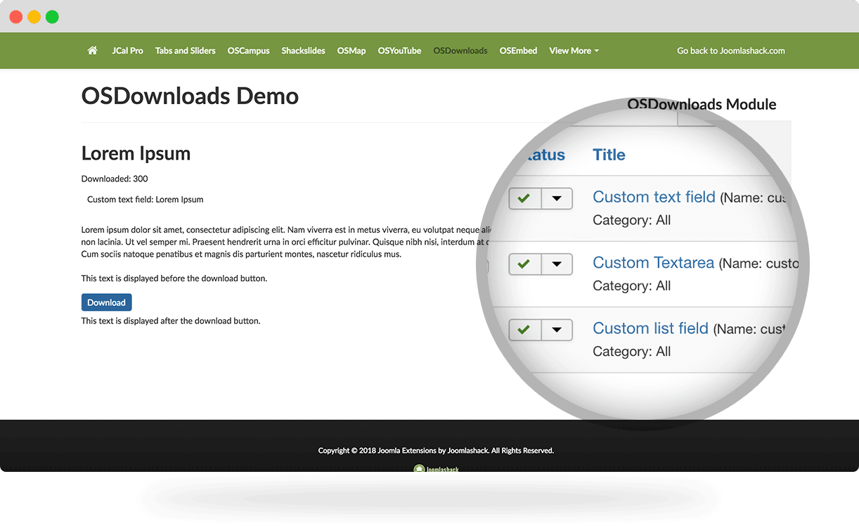 OSDownloads custom fields