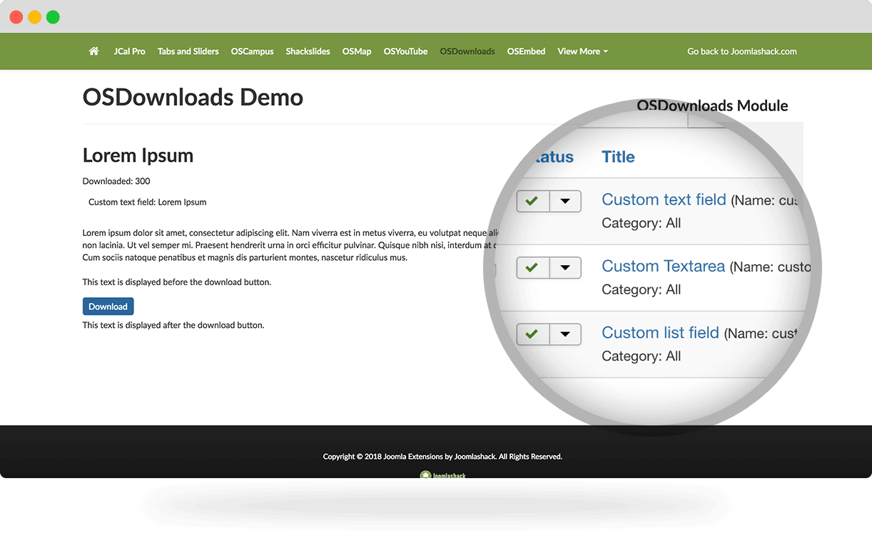 OSDownloads custom fields for PDF files