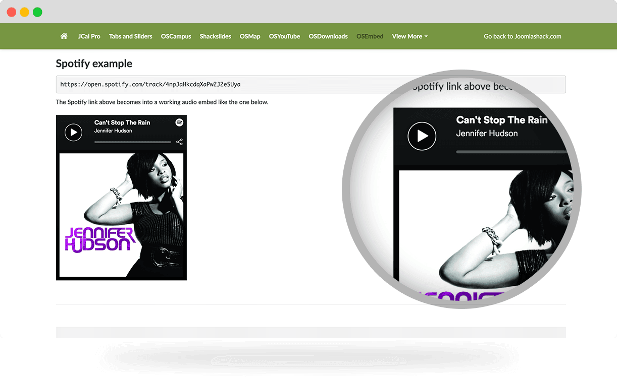 OSEmbed Joomla embeds for Spotify