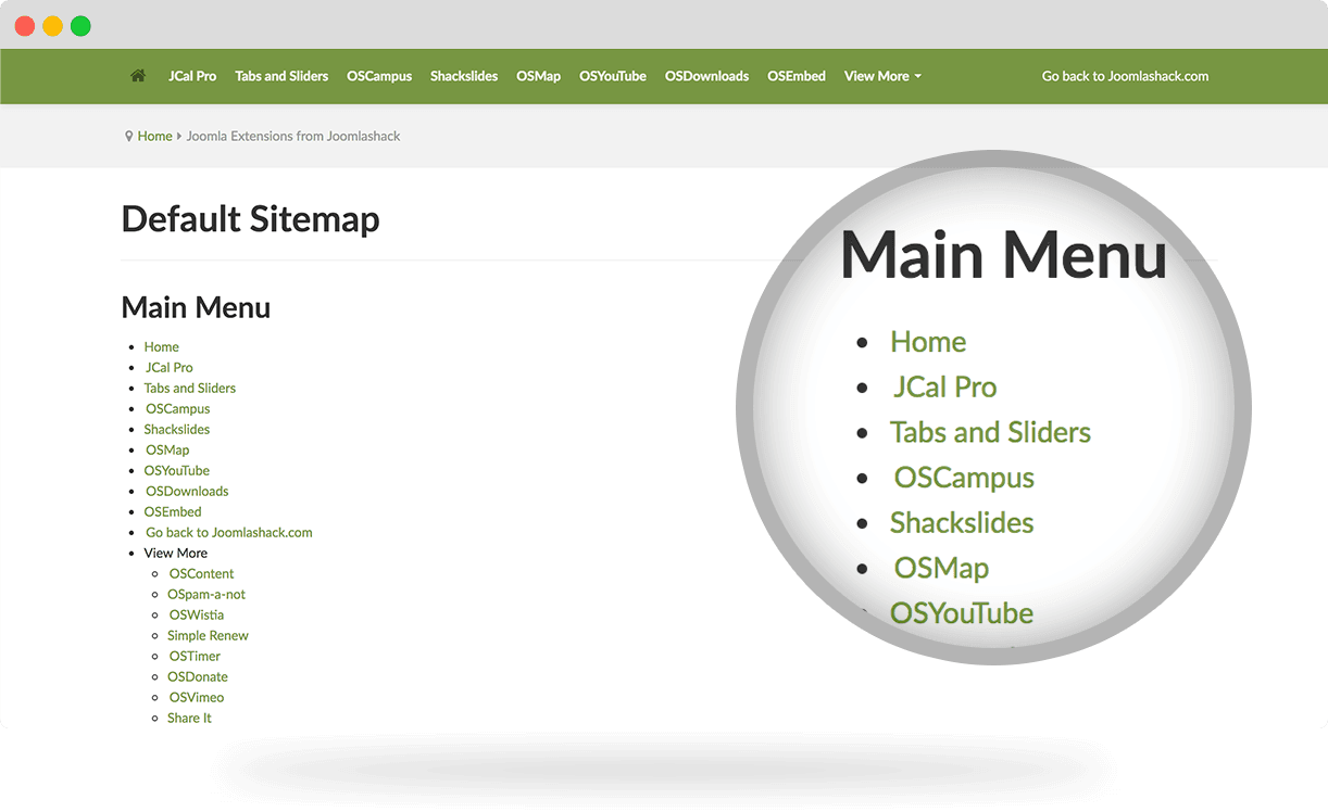 Joomla sitemap in HTML version