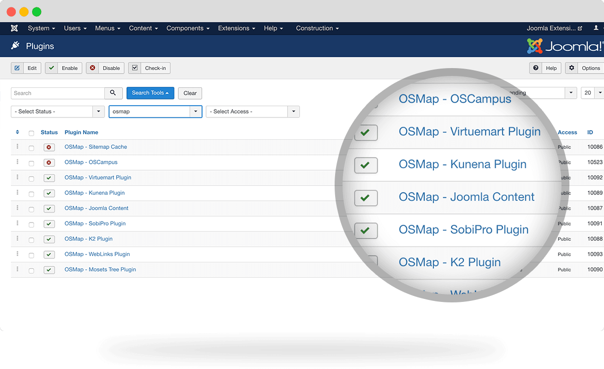 OSMap Joomla sitemap support for extensions