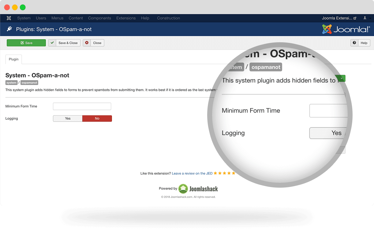 Joomla spam prevention extension