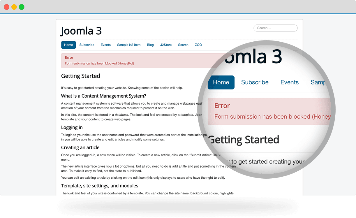 Joomla spam prevention settings