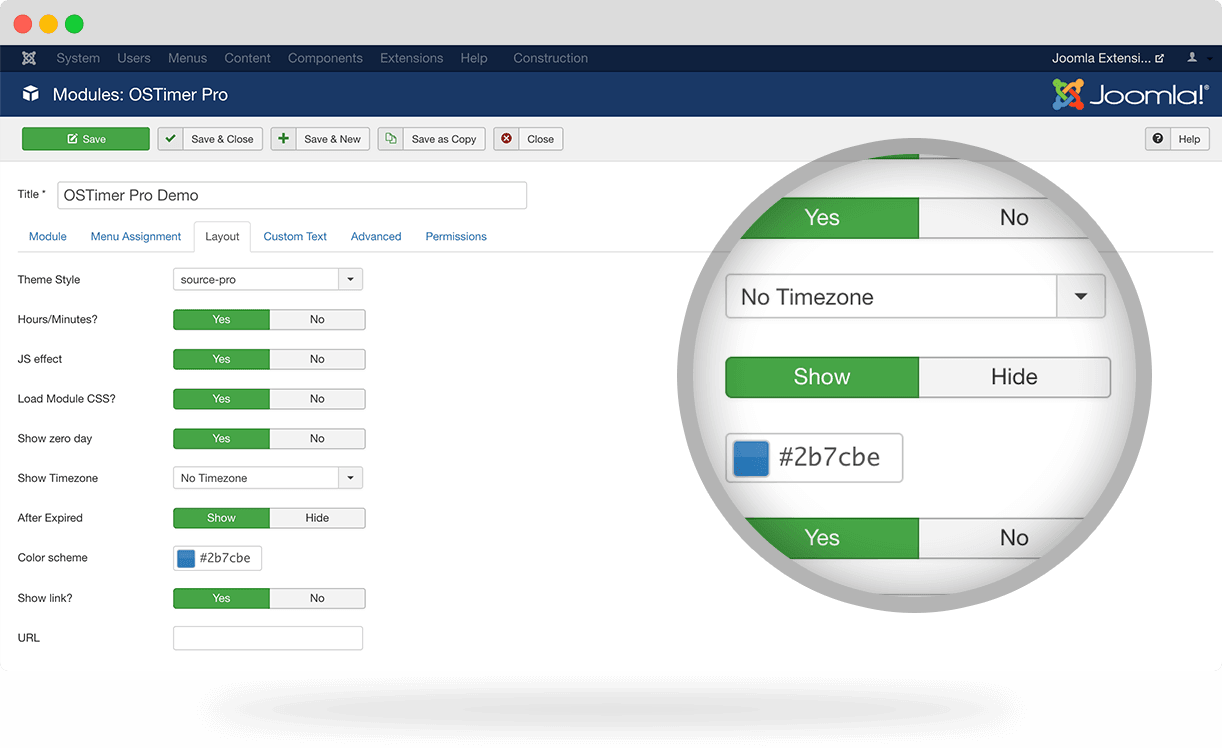 OSTimer Joomla countdown layout