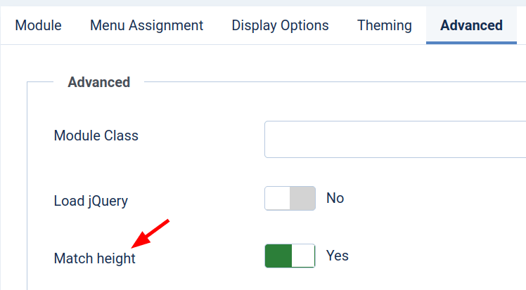 the match height parameter