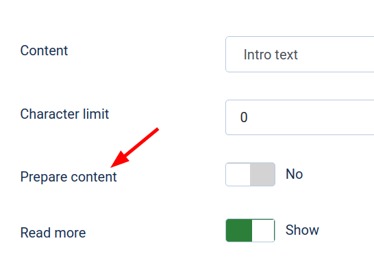 the prepare content parameter