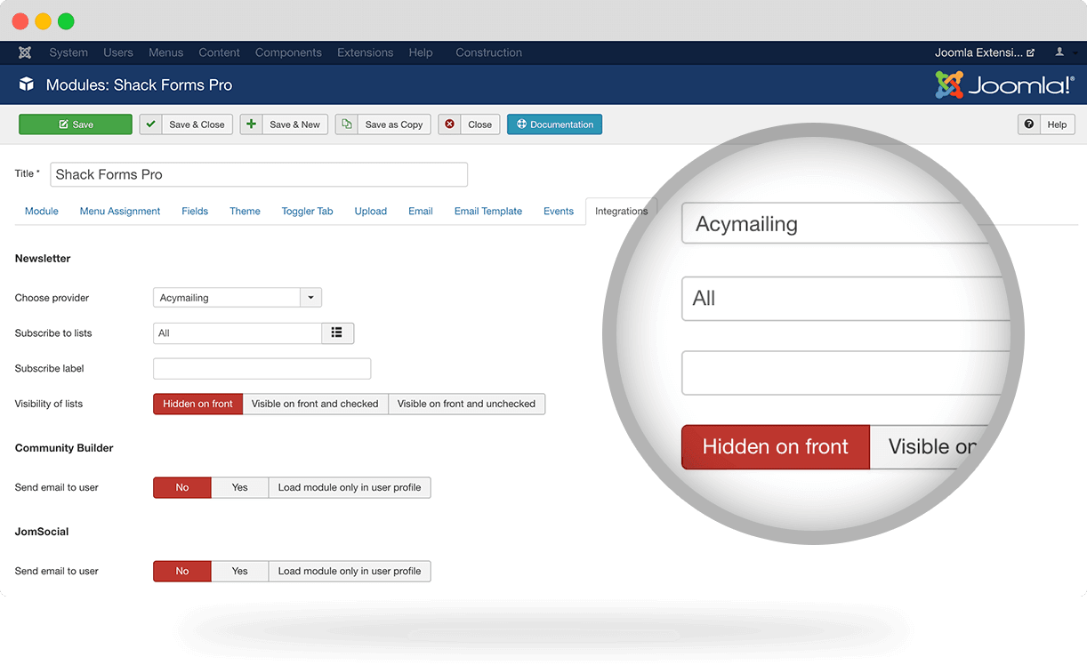 Integration extensions with your Joomla forms