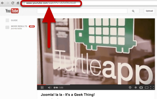 Finding a YouTube URL to embed in Joomla