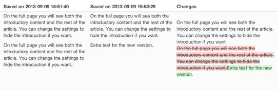 Viewing removed text in Joomla versions