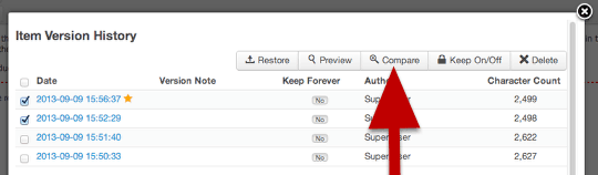 Compare two different Joomla article versions