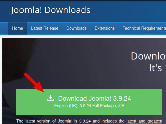 Click the Download Joomla button