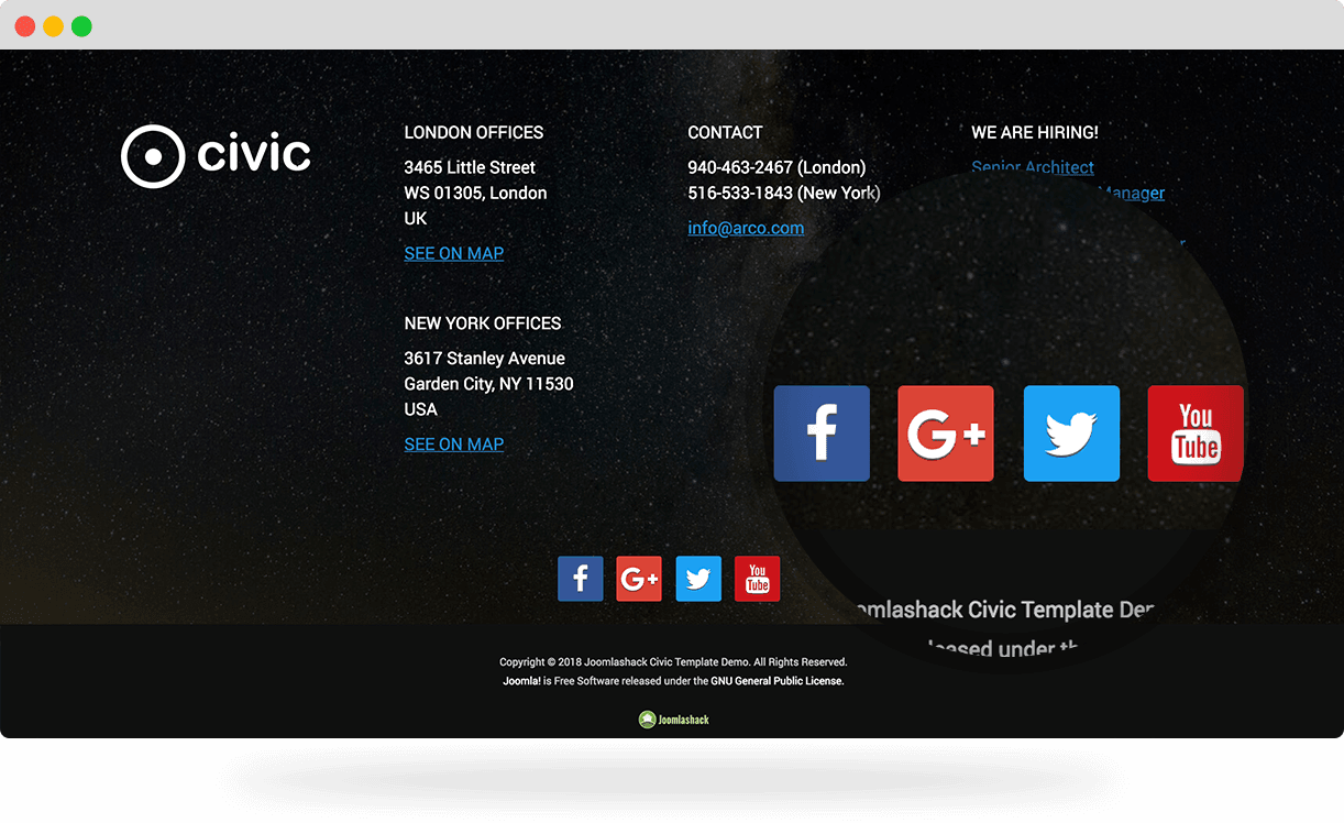 Civic is a video, clean and minimalist Joomla template