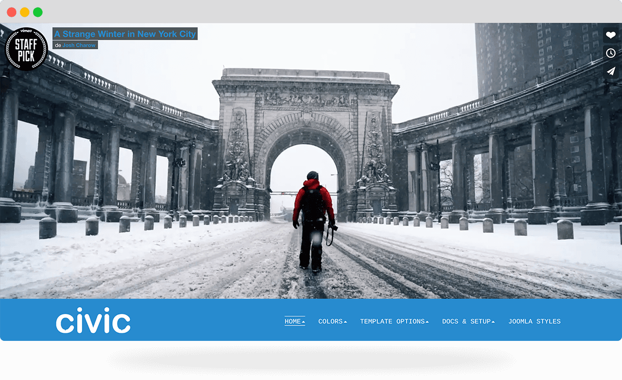 Civic is a video, clean and minimalist Joomla template