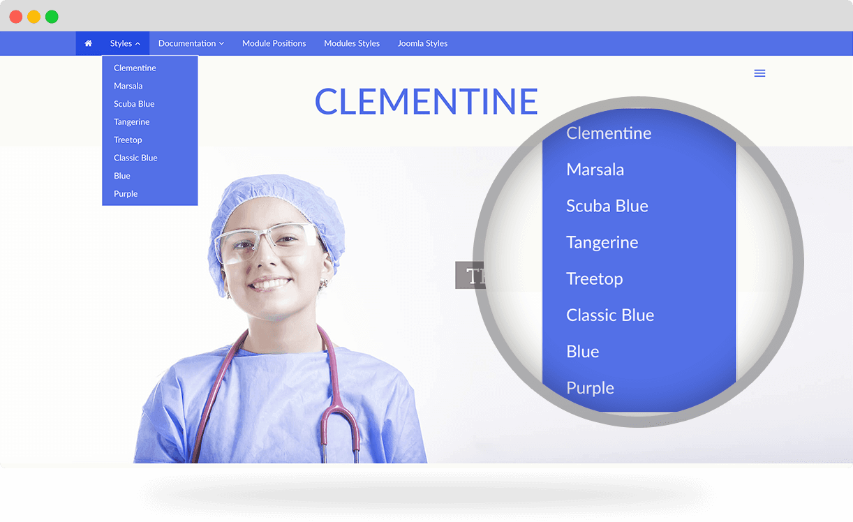 Clementine, a health Joomla template