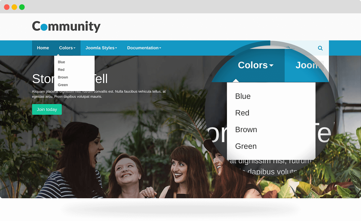 Community, a social Joomla template