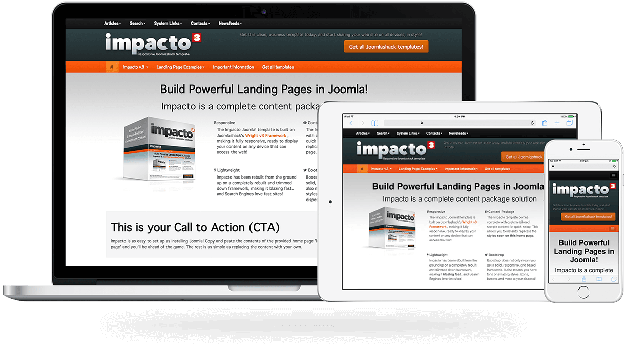 Impacto, a best-selling Landing Page Joomla template