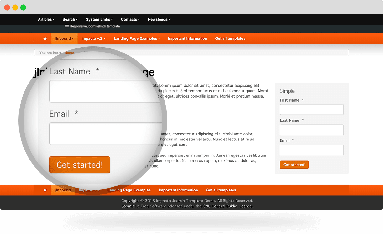 Impacto, a best-selling Landing Page Joomla template