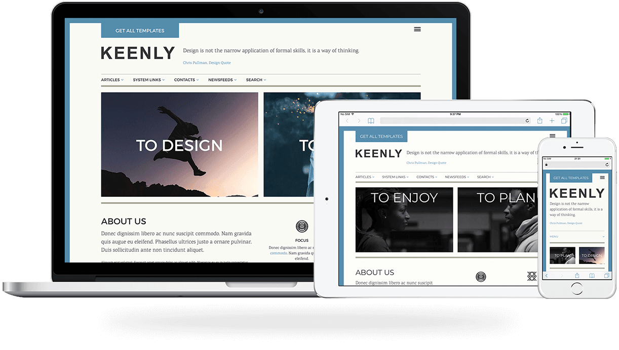 Keenly, a blogging Joomla template