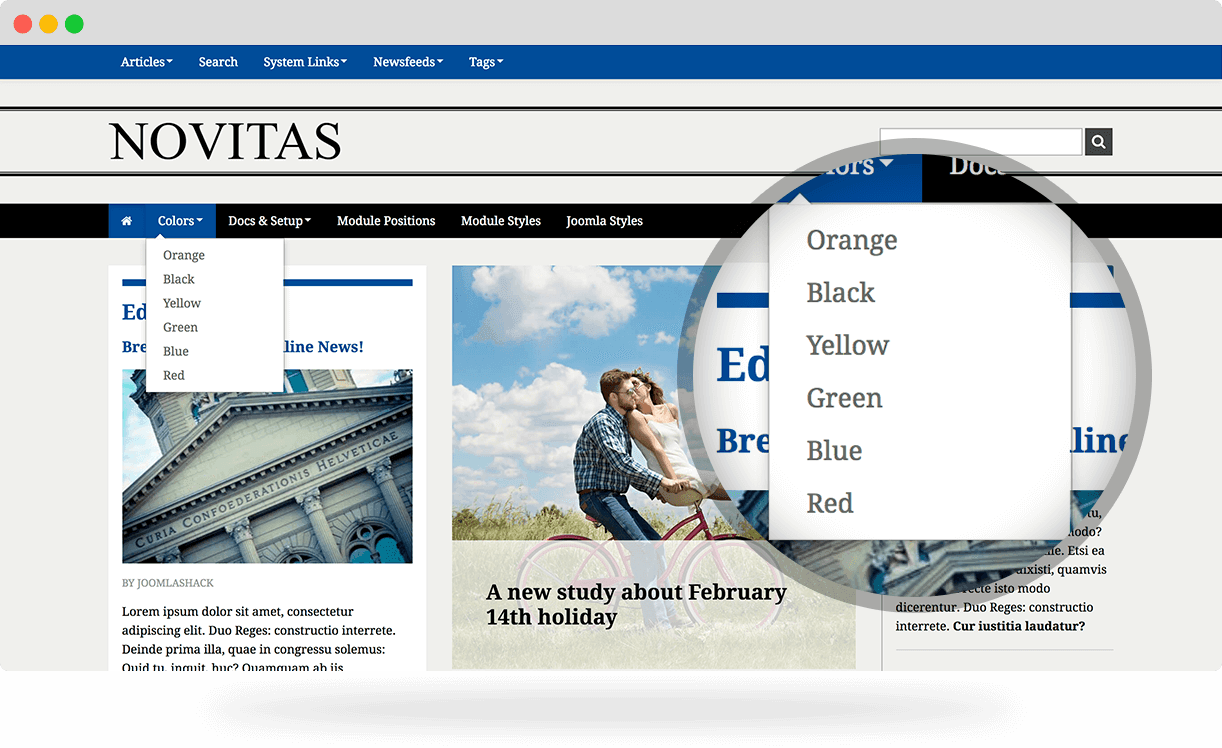 Novitas, a news joomla template