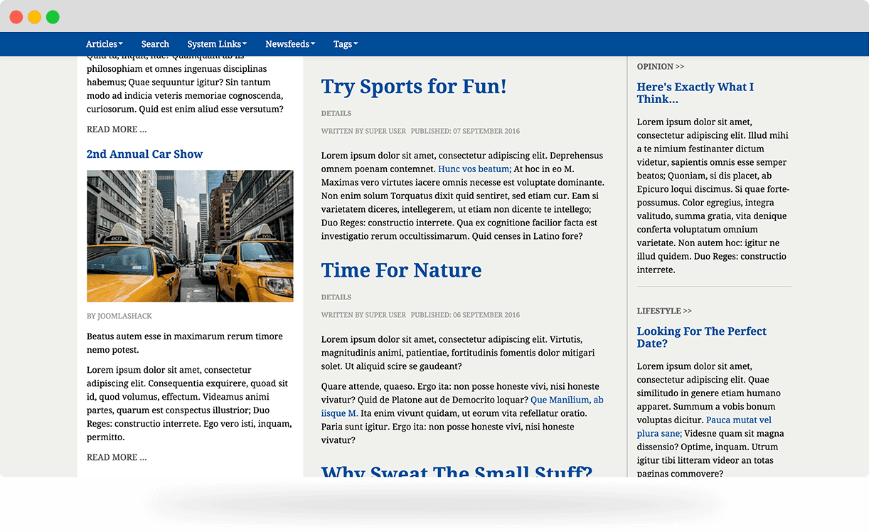 Novitas, a news joomla template