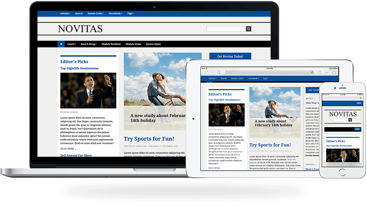 Novitas, a news joomla template