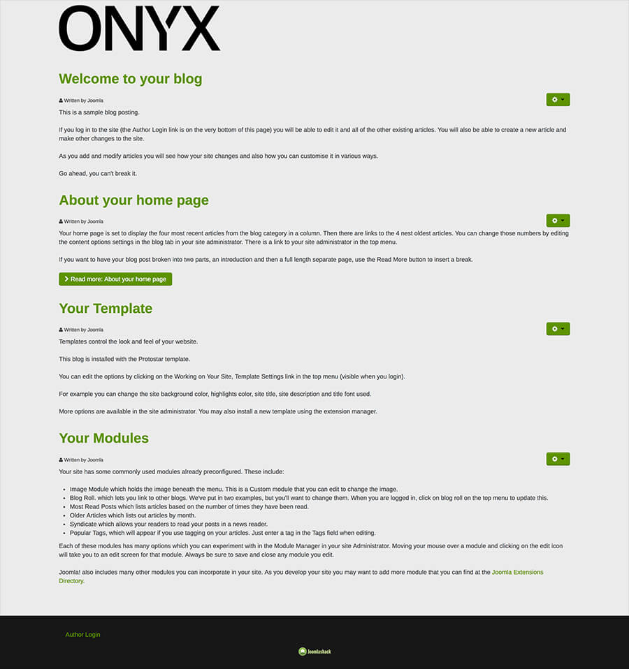 onyx sample install no demo