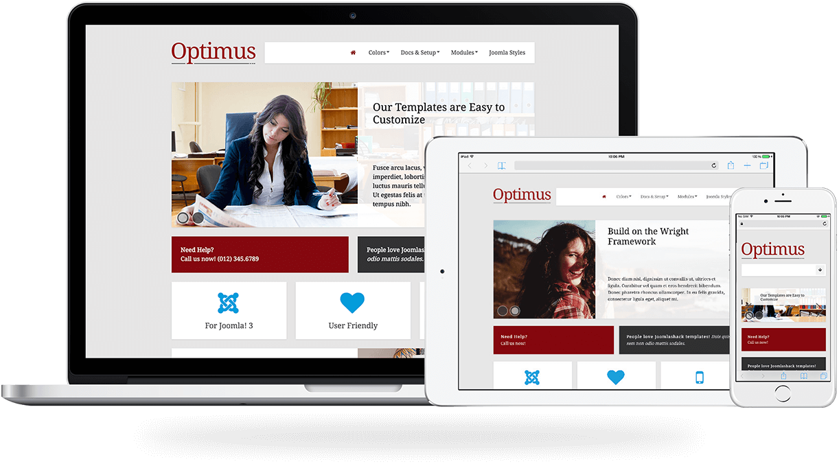 Optimus, a corporate Joomla template