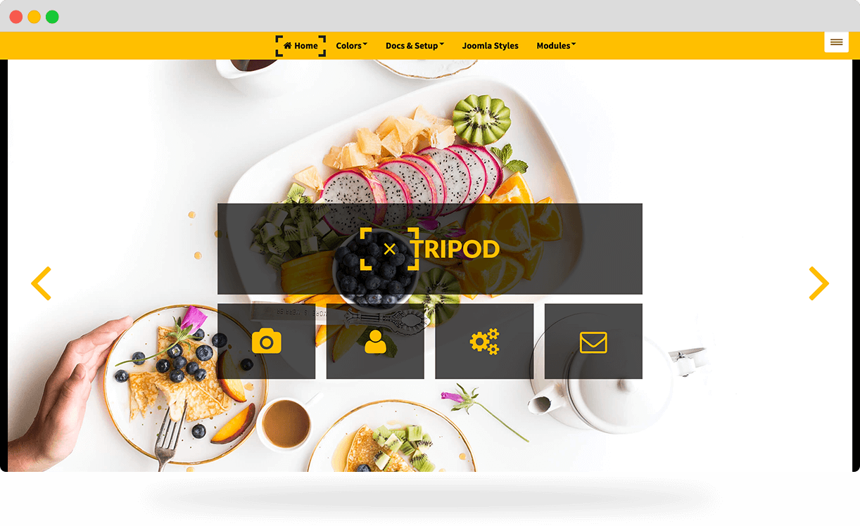 Tripod, a one-page photography and video Joomla template