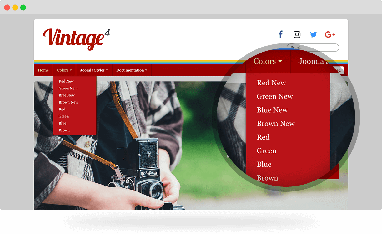 Vintage, a blogging Joomla Template