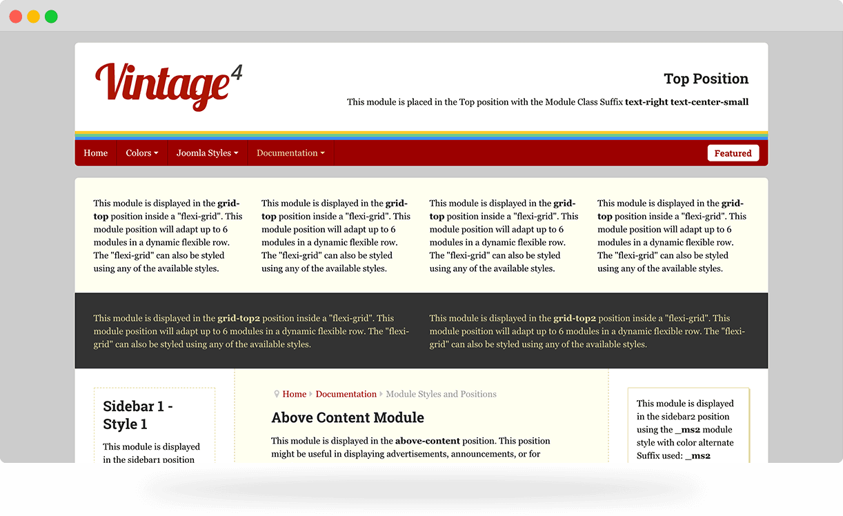 Vintage, a blogging Joomla Template