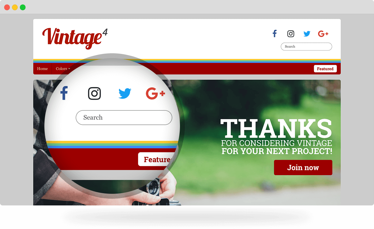 Vintage, a blogging Joomla Template