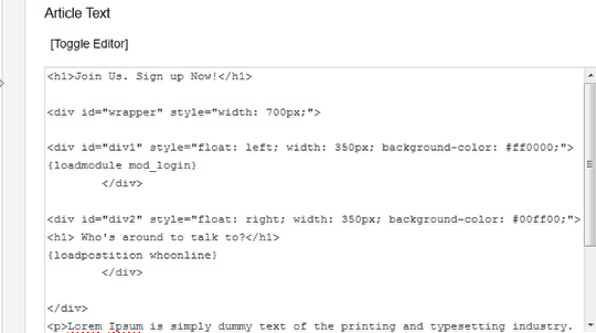 Stop Joomla stripping code